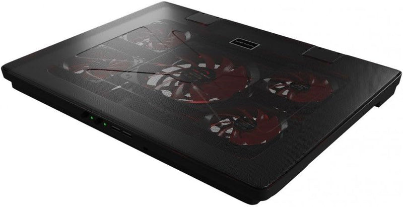Mars Gaming MNBC2 - Base de Jeu de Refroidissement pour Ordinateurs Portables jusqu'à 17.35 '(5 Ventilateurs ultrasilents, éclairage LED Rouge, 2 x USB2.0), Noir et Rouge