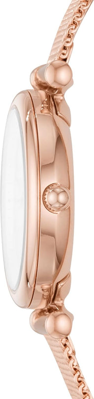 FOSSIL Montre Carlie pour Femme, Mouvement à Quartz Trois Aiguilles, Ton Or Rose, Bracelet en Acier Inoxydable