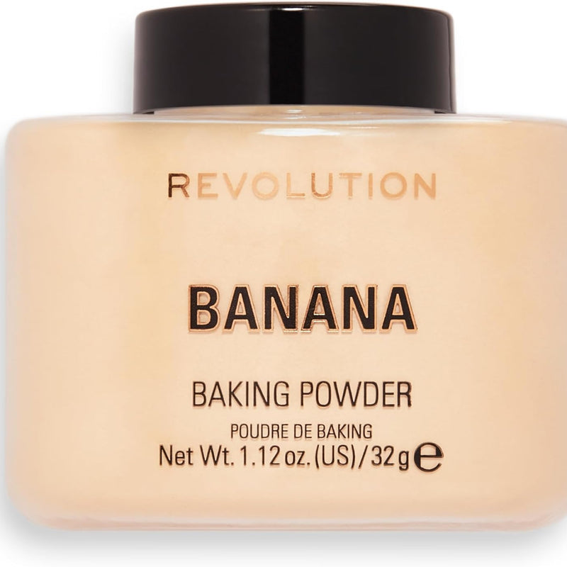 Makeup Revolution Loose Baking Powder, Makeup Wear Extender, Makeup Setting Powder, Banana, for Medium Tones Skin, 32g