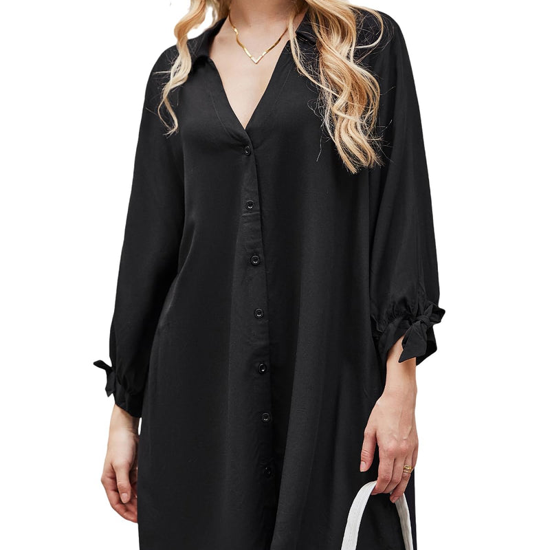 CUPSHE Women Long Sleeve Floral Button Down Shirt Dress