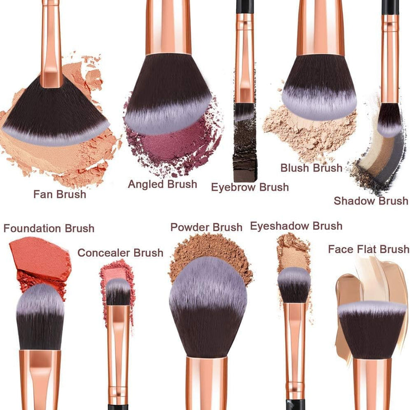 Make Up Start Makers Brushes 10 Pieces Marble Makeup Brush Set Powder Blended Eyeshadow Brush Set for Black Foundation