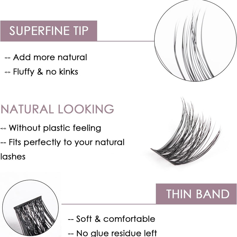 Ocean Pearl Cluster Lashes 144PCS Eyelashes 10-16mm Lash Clusters Fluffy Eyelash Extension Cluster Lashes Kit Individual Eyelash Lash Extensions Kit with Super Bond+Seal+Remover+Tweezer-DM01