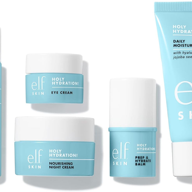 e.l.f. SKIN Jet Set Hydration Kit, Travel Size Moisturizing Skincare Set, Face Cleanser, Conditioner, Moisturizer, Eye Cream and Night Cream, Vegan & Cruelty Free