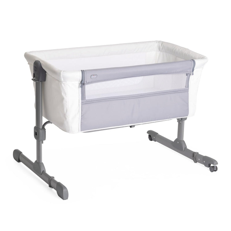 Chicco Next2Me Essential Cododo Stone Baby Cot with Mattress, Folding Side, Adjustable Height, Mesh Window, Wheels and Travel Bag – 0-6 Months, 9 kg