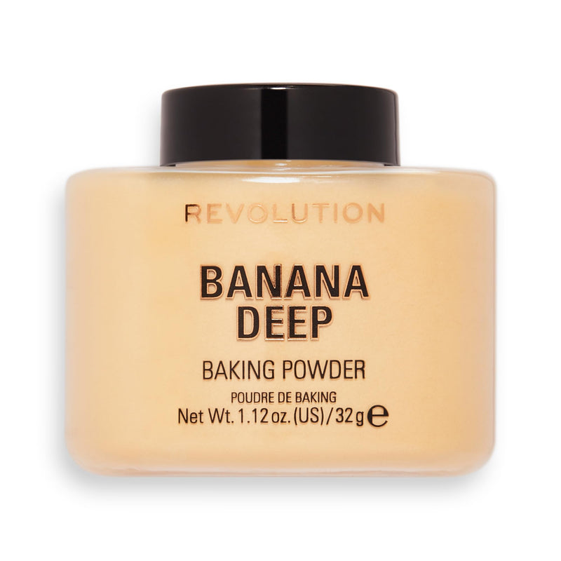 Makeup Revolution Loose Baking Powder, Makeup Wear Extender, Makeup Setting Powder, Banana, for Medium Tones Skin, 32g