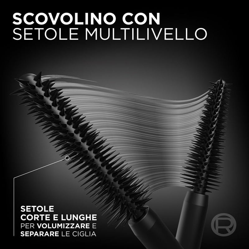 L'Oréal Paris Volumizing Mascara, Fan Lashes, Wider Look, Suitable for Sensitive Eyes, Enriched with 5% Stretchflex Complex, Lump-Free, Panorama by Volume Million Lashes, Black