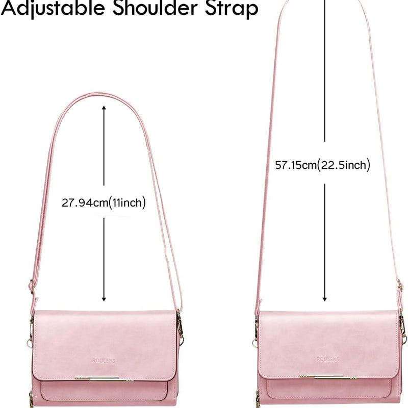 Roulens Sac Téléphone Portable Femme - Petit Sac Bandoulière Femme - Sac à Bandoulière Femme en Cuir PU - Sac À Bandoulière Petit avec Réglables Bandoulière