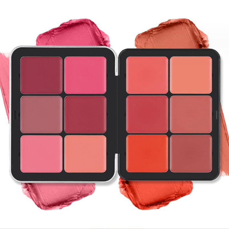 12 Colors Concealer & Blush Palette, Long Lasting Smudge-Resistant Blendable 2 in 1 Matte Finish Cream Blush Palette Face Makeup Palette (#01)