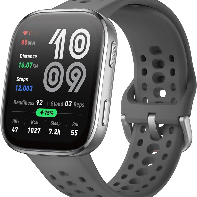 Amazfit Beep 6 Smart Watch 46mm, 14 Day Battery, AMOLED, GPS and Free Hardware, AI, Bluetooth Call Text Function, Health, Fitness Tracker, 140 Workout Modes, 5 ATM, Charcoal, Charcoal