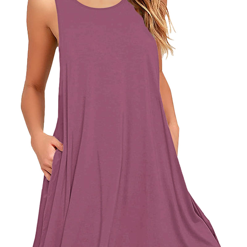 AUSELILY Robes d'été pour Femme Robe plissée sans Manches Décontractée pour Femme avec Poche