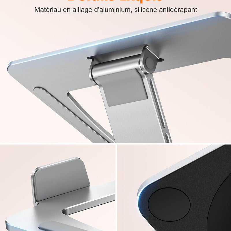 EOIWUY Support Ordinateur Portable Rotation 360°, Support PC Portable Bureau Réglable à Refroidissement Rapide, pour Travail d'Équipe Laptop Stand Ergonomique Racks Compatible avec Tous Laptops 10-16