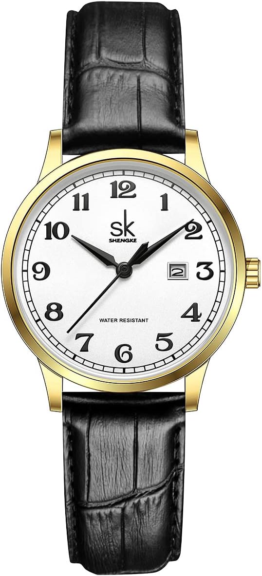 SHENGKE SK Classic Business Women's Watches with Stainless Steel Strap and Elegant Genuine Leather Watch for Ladies
