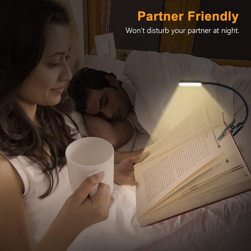 Gritin Lampe de Lecture Rechargeable, 9 LED Liseuse Lampe Clip, Gradation Progressive & 3 Modes Protection des Yeux (Blanc Froid&Chaud), 360° Cou Flexible, Indicateur, Longue Travail pour Lire au Lit