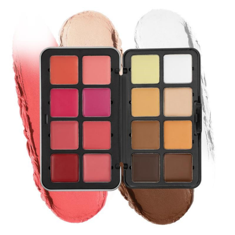 12 Colors Concealer & Blush Palette, Long Lasting Smudge-Resistant Blendable 2 in 1 Matte Finish Cream Blush Palette Face Makeup Palette (#01)