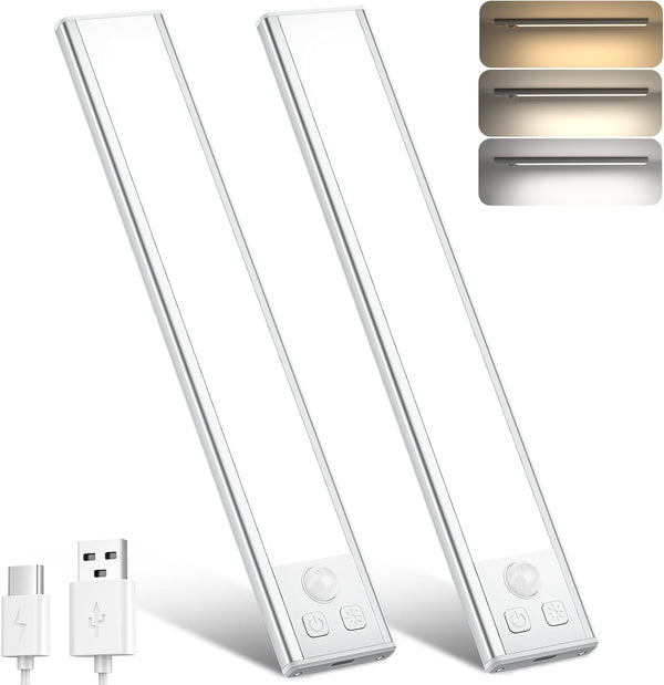 OUILA Lampe de Placard, 3000K/4000K/6500K Diminuable Lumiere Detecteur de Mouvement Interieur, Lumiere Sans Fil Rechargeable USB, Magnetique Eclairage Led pour Armoire Cuisine