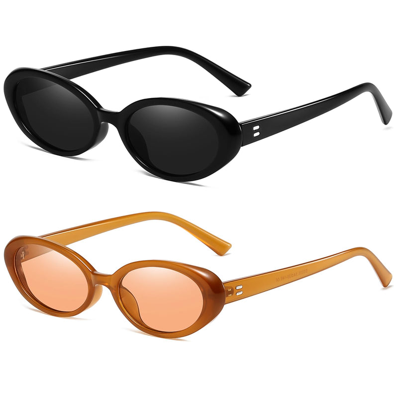 Breaksun Lunettes de soleil ovales rétro pour homme et femme - Petites lunettes de soleil ovales tendance des années 90 - Nuances