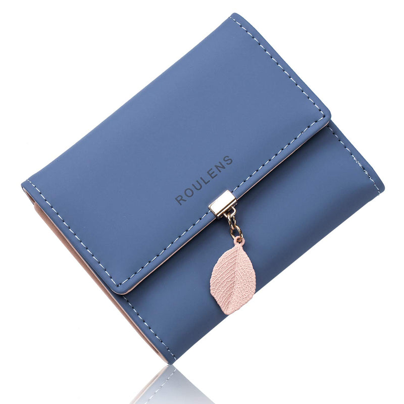 Roulens Women Wallet PU Leather RFID Blocking Coin Purse Leaf Snap Button Wallet
