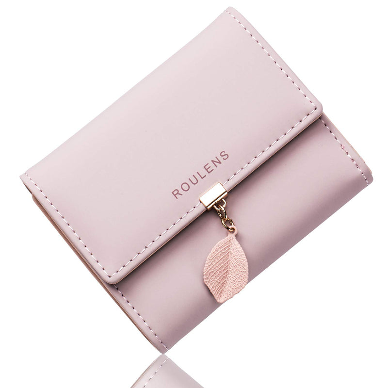 Roulens Women Wallet PU Leather RFID Blocking Coin Purse Leaf Snap Button Wallet