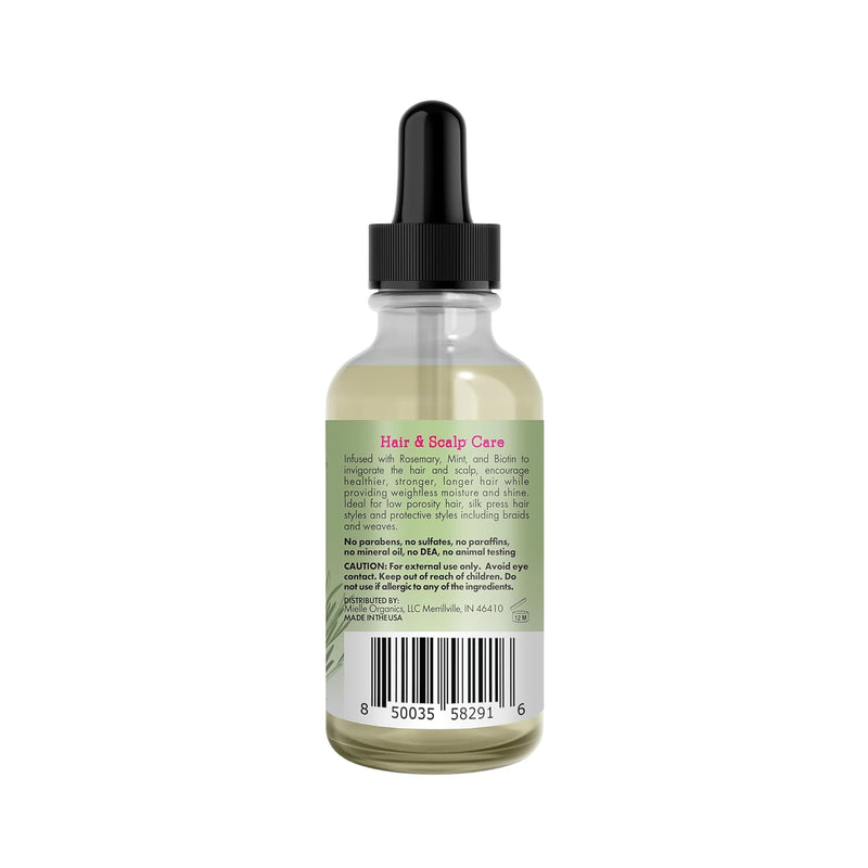 Mielle Organics Rosemary & Mint Light Hair Oil, Split Ends & Dry Scalp Treatment - Infused with Biotin & Essential Oils for Strengthening, Soothing, Moisturizing & Encouraging Longer Hair (2 Oz)