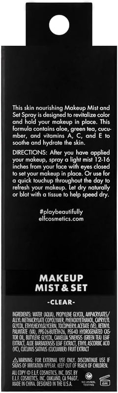 e.l.f. Makeup Mist & Set - Makeup Mist & Set - Enlivens & Moisturises Skin - Infused with Vitamin A - Vegan & Cruelty Free - 60ml