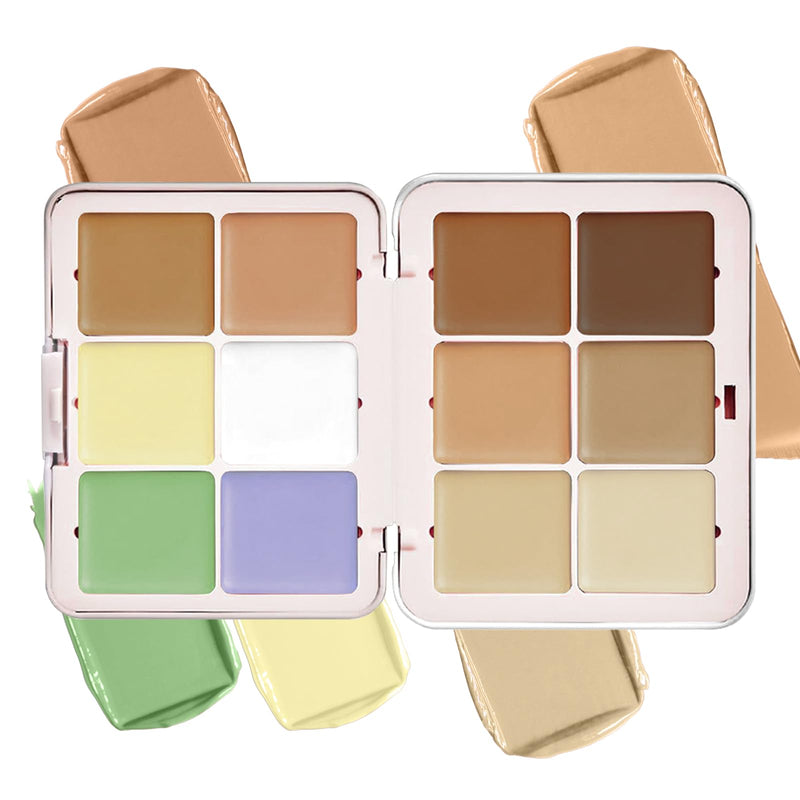 12 Colors Concealer & Blush Palette, Long Lasting Smudge-Resistant Blendable 2 in 1 Matte Finish Cream Blush Palette Face Makeup Palette (#01)