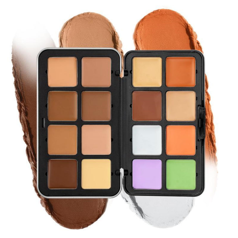 12 Colors Concealer & Blush Palette, Long Lasting Smudge-Resistant Blendable 2 in 1 Matte Finish Cream Blush Palette Face Makeup Palette (#01)