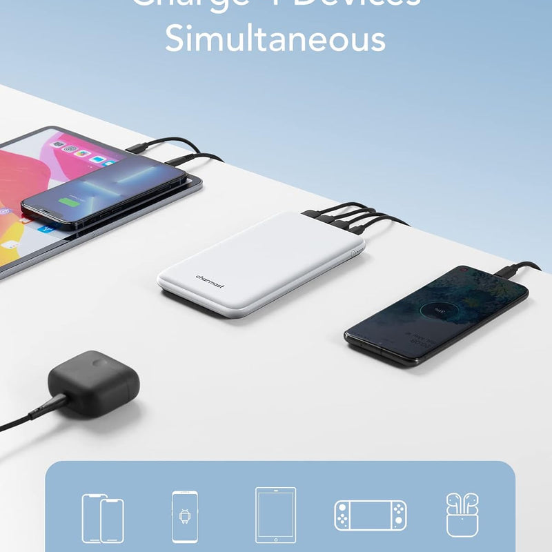Batterie Externe 26800mAh Power Bank Chargeur Portable Li-polymère Power Bank Slim 4 Sorties et 3 Entrées Compatible avec Smartphone