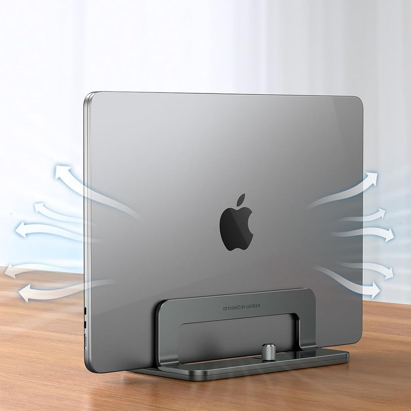 UGREEN Support Ordinateur Vertical en Aluminium Laptop Stand Vertical Porte PC Portable Bureau Réglable Compatible avec MacBook Pro Air MateBook Chromebook Surface Dell HP iPad Pro Air (Gris)