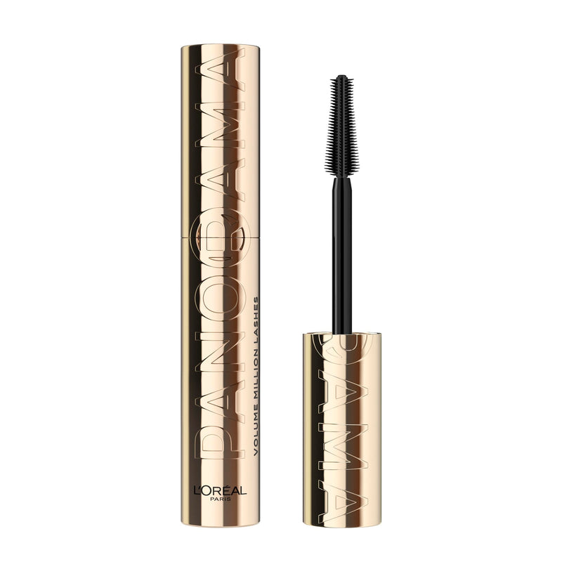 L'Oréal Paris Volumizing Mascara, Fan Lashes, Wider Look, Suitable for Sensitive Eyes, Enriched with 5% Stretchflex Complex, Lump-Free, Panorama by Volume Million Lashes, Black