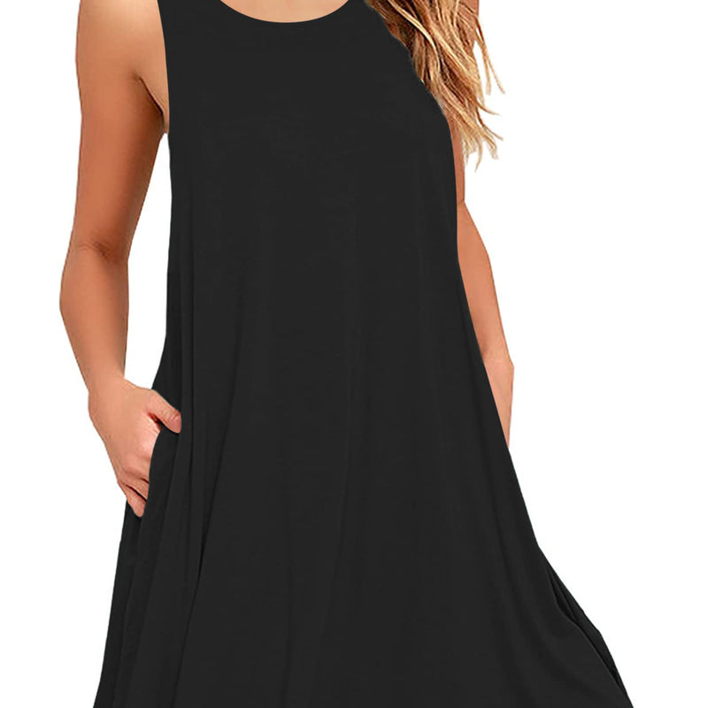 AUSELILY Robes d'été pour Femme Robe plissée sans Manches Décontractée pour Femme avec Poche