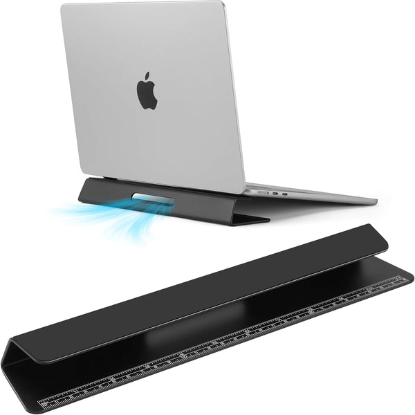 Psitek Laptop Kühlständer Aluminium- Verbesserte Kühlung, Ergonomie, Stabilität und Vielseitigkeit - Kompatibel mit MacBook und Alle Laptop, mit Lineal