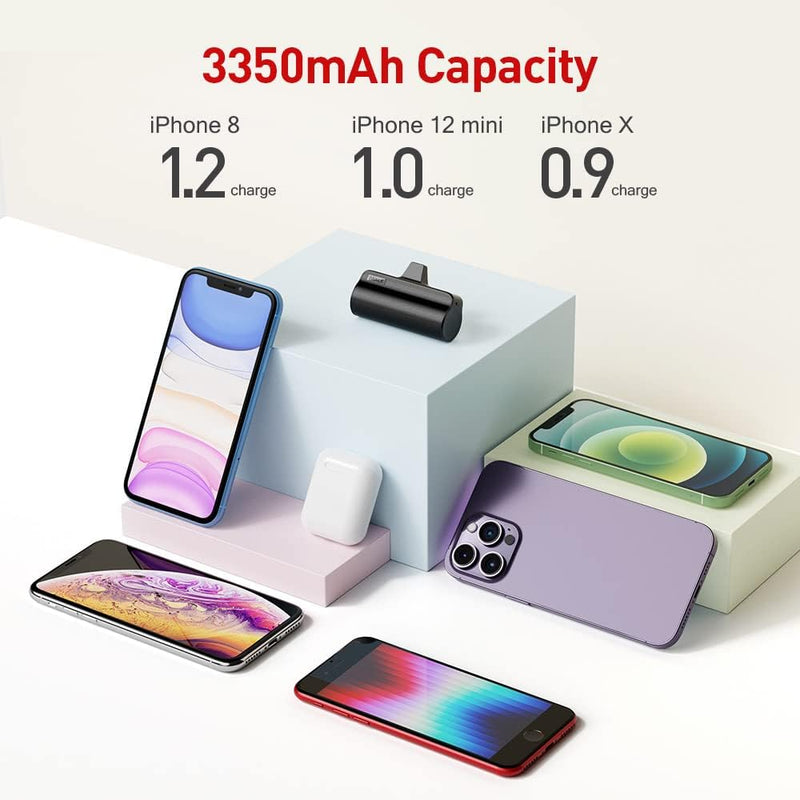 iWALK Mini Batterie Externe 3350mAh, Ultra-Compact Power Bank Petit Batterie Portable Compatible pour iPhone 14/14 Pro/13/13 Pro/13 Mini/12/12 Pro/12 Mini/11/11 Pro/SE/XS/XR/X/8/7/6s