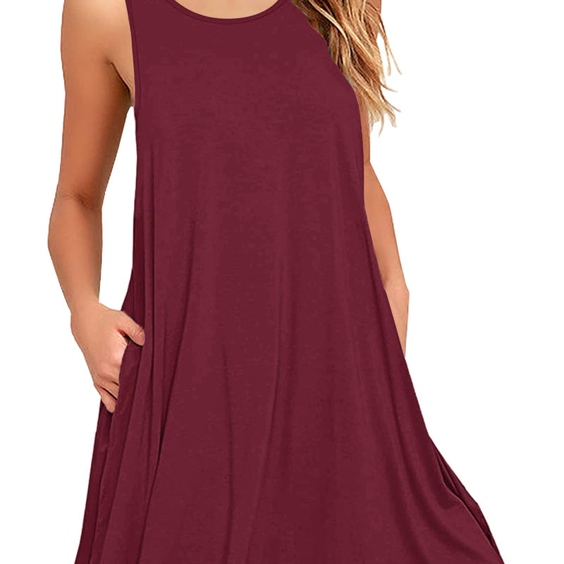 AUSELILY Robes d'été pour Femme Robe plissée sans Manches Décontractée pour Femme avec Poche