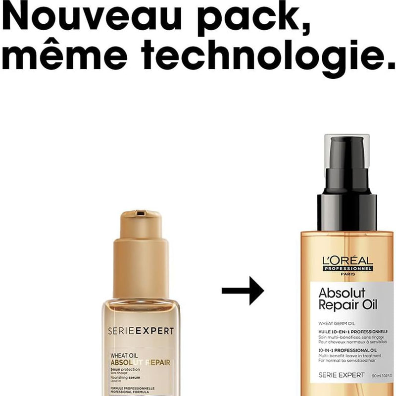 L'Oréal Professionnel, Routine Pour Cheveux Secs & Abîmés, Répare & Restructure Instantanément, Protège & Nourrit la Fibre, Absolut Repair, Série Expert