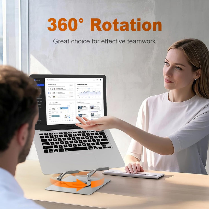 GRIFEMA Support Ordinateur Portable, Support PC Portable Rotatif à 360°, Réglable en Hauteur, Pliable Laptop Stand Compatible avec MacBook Air/Pro, Dell, HP (11-17