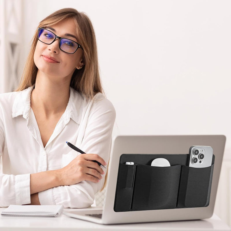 Laptop Accessories, Hard Drive Holder, 10.71x5.12x0.39 inches, Storage Sleeve, 3 Pocket Sticky for Laptop, Cables, USB Drives, Portable, Commuting, Business, Meetings, Library, Home, Office