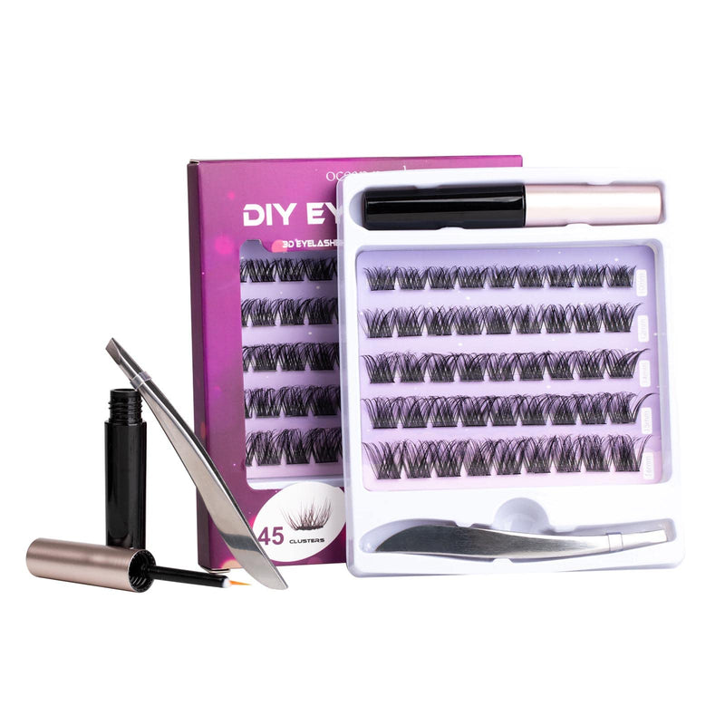 Ocean Pearl Cluster Lashes 144PCS Eyelashes 10-16mm Lash Clusters Fluffy Eyelash Extension Cluster Lashes Kit Individual Eyelash Lash Extensions Kit with Super Bond+Seal+Remover+Tweezer-DM01