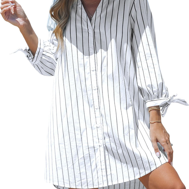 CUPSHE Women Long Sleeve Floral Button Down Shirt Dress