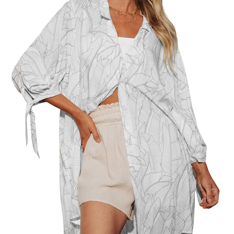 CUPSHE Women Long Sleeve Floral Button Down Shirt Dress