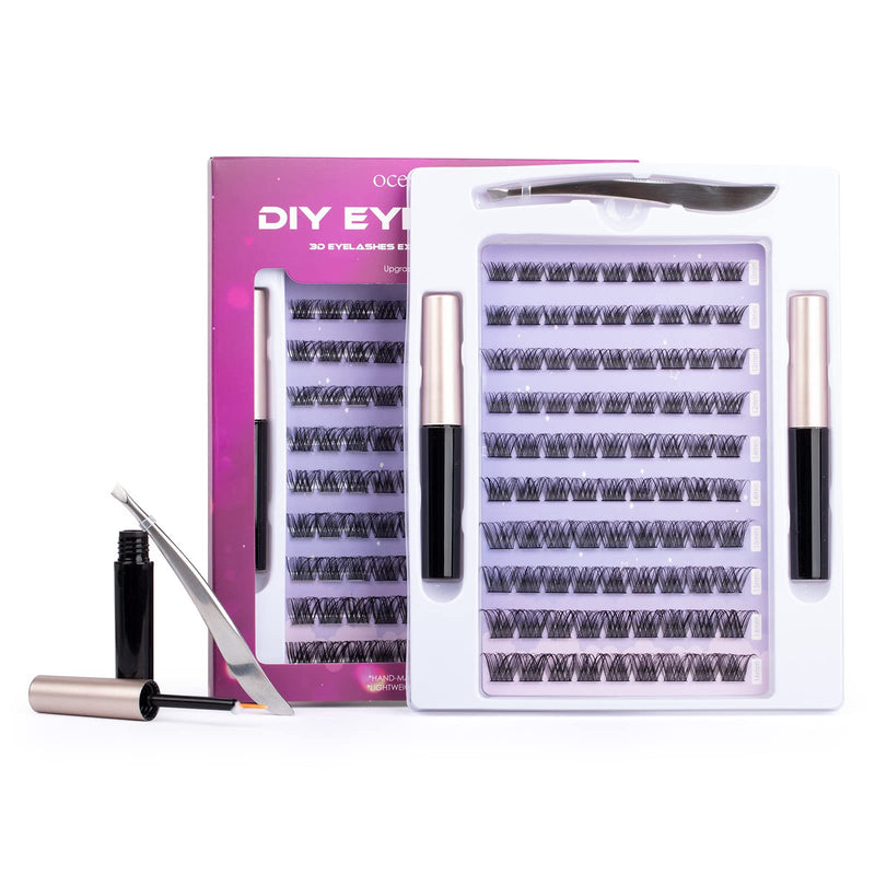 Ocean Pearl Cluster Lashes 144PCS Eyelashes 10-16mm Lash Clusters Fluffy Eyelash Extension Cluster Lashes Kit Individual Eyelash Lash Extensions Kit with Super Bond+Seal+Remover+Tweezer-DM01