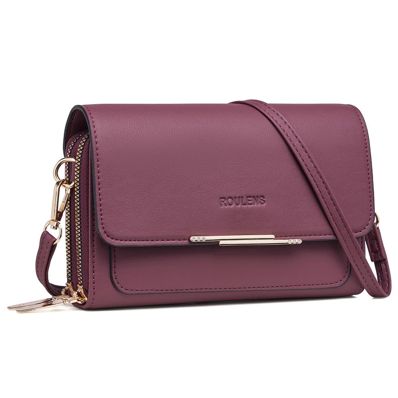 Roulens Sac Téléphone Portable Femme - Petit Sac Bandoulière Femme - Sac à Bandoulière Femme en Cuir PU - Sac À Bandoulière Petit avec Réglables Bandoulière