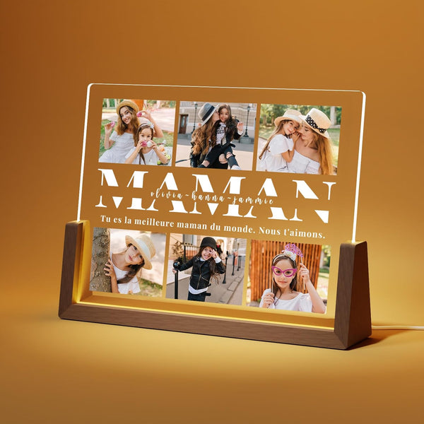 LUCKOR Cadeau Fete des Meres Personnalisé Cadre Photo pour Maman - Idee Cadeaux Fête des Mères - Cadre Fete des Meres Original - Cadeau Maman Anniversaire - Lampe Personnalisée avec Photo