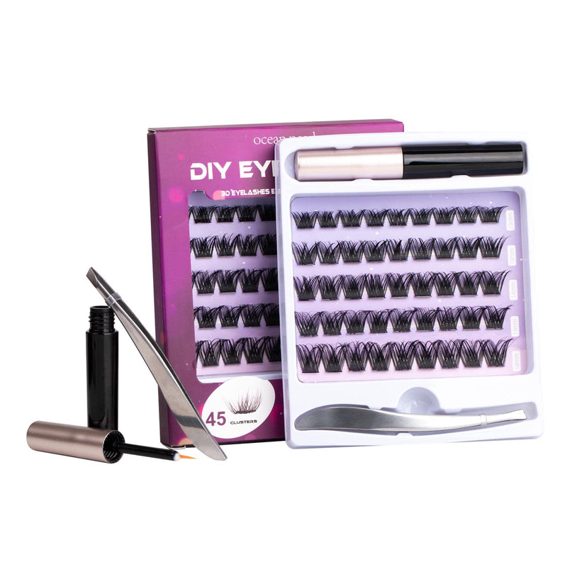 Ocean Pearl Cluster Lashes 144PCS Eyelashes 10-16mm Lash Clusters Fluffy Eyelash Extension Cluster Lashes Kit Individual Eyelash Lash Extensions Kit with Super Bond+Seal+Remover+Tweezer-DM01