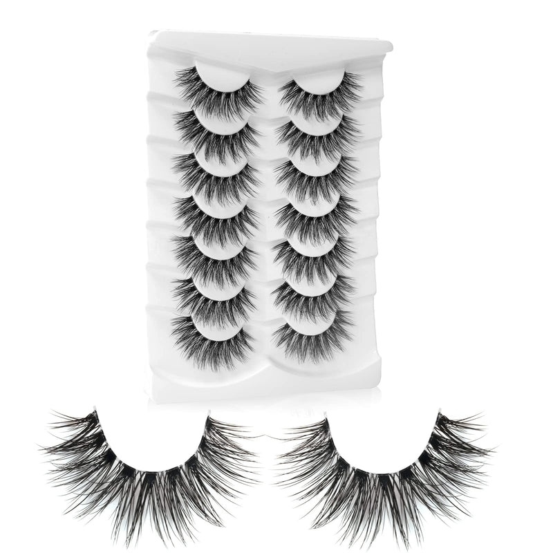 Onlyall False Lashes Cat Eye Strip False Eyelashes Fake Lash Volume Soft Faux Mink Eyelash Wispy Look Fluffy Foxeye Lash 7 Pair 16MM A04