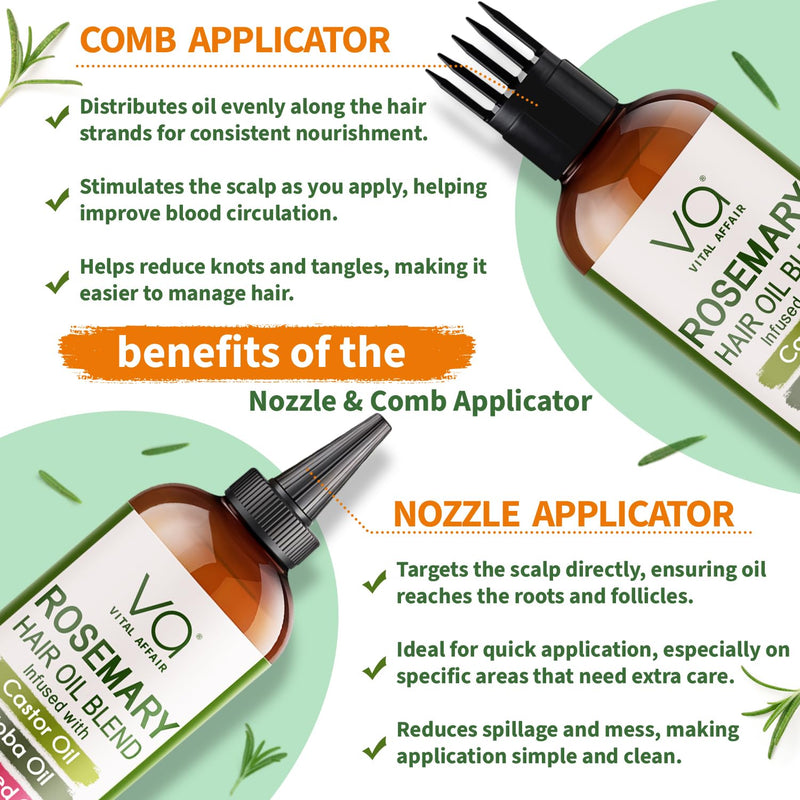 Blend Of Pure Rosemary Oil For Hair Growth With Castor, Batana, Jojoba Oil-Infused With Biotin & Vitamin E-Blend of Effective Hair Oils for Hair Growth-Strengthening Treatment 6 Fl Oz