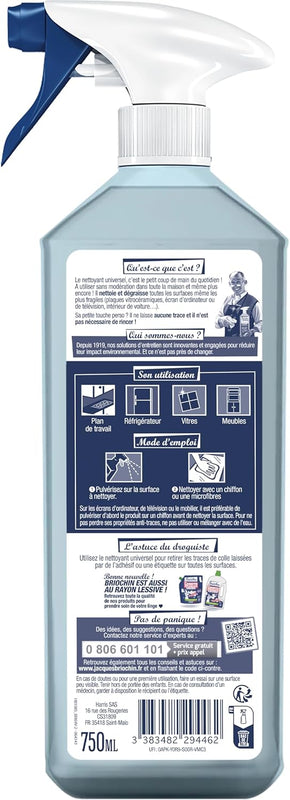 Jacques Briochin Universal Anti-Fingerprint Cleaner – Cleans, Degreases – All Surfaces Even Fragile – No Rinse – Made in France – 750 ml