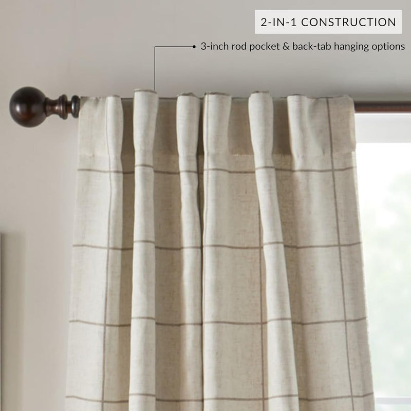 Elrene Home Fashions Brighton Plaid Blackout Window Curtain for Living Room Bedroom with Rod Pocket 52
