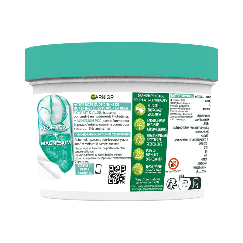 Garnier - Body Superfood - Repair Body Cream - 48H Hydration - Vegan & 97% Natural Formula - Cocoa Butter & Ceramide - For Dry Skin - 380ml