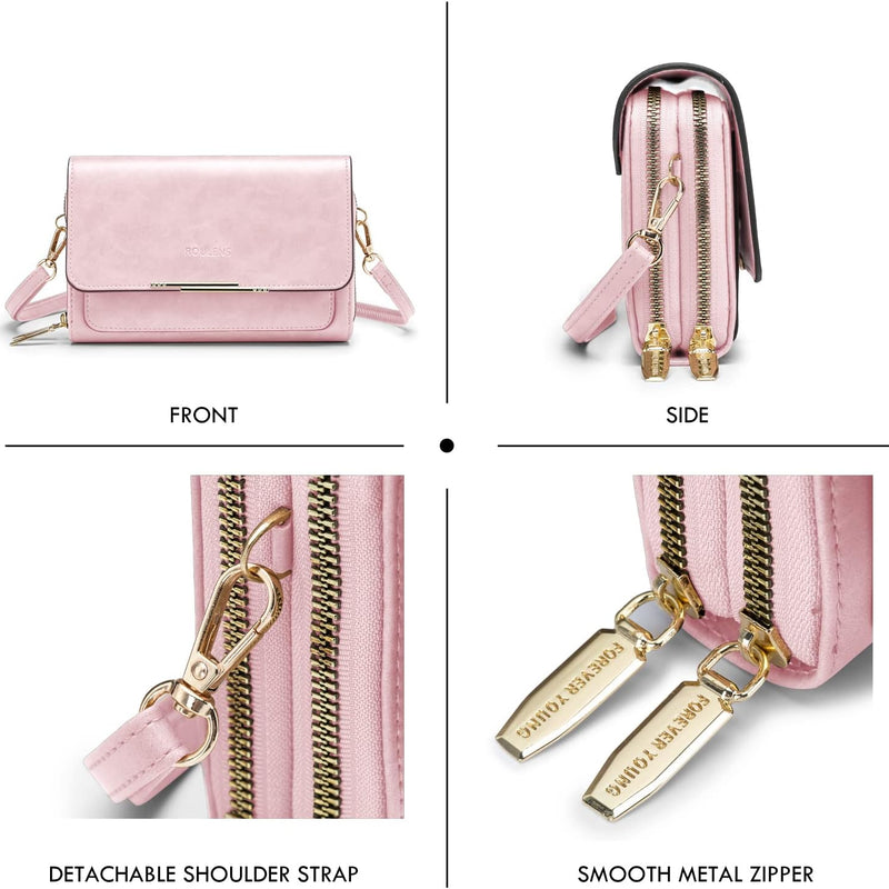 Roulens Sac Téléphone Portable Femme - Petit Sac Bandoulière Femme - Sac à Bandoulière Femme en Cuir PU - Sac À Bandoulière Petit avec Réglables Bandoulière