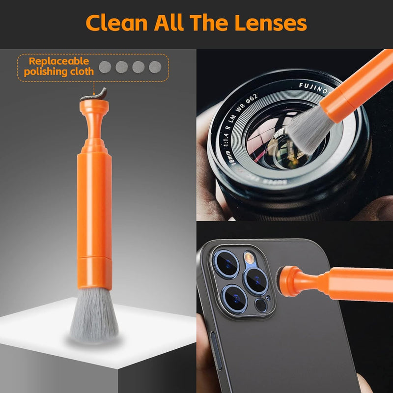 Alyvisun Keyboard Cleaning Kit, 11 in 1 Multifunctional PC Keyboard Cleaner, Keyboard Cleaner Tool Brush, for Tablets, Phones, Computers, Headphones, Orange
